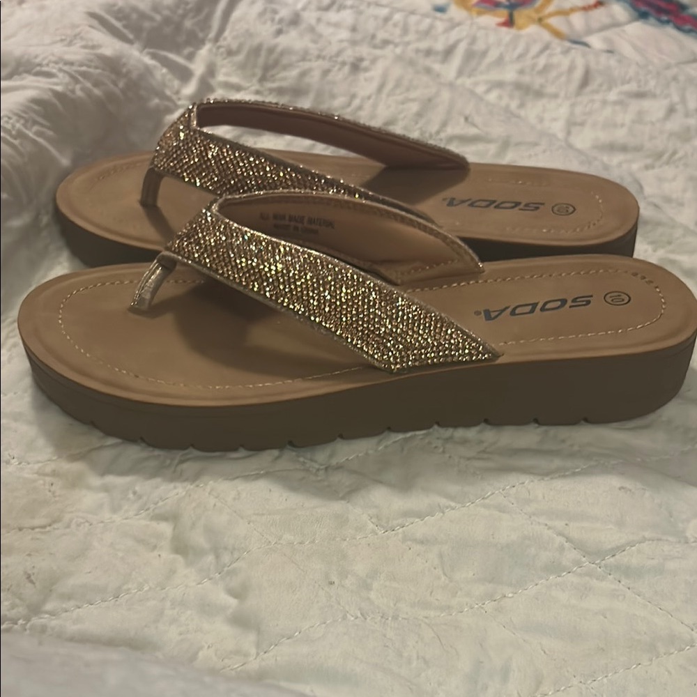 Soda  New Rose  Gold Embellished Sandals with Sparkling Straps‎ - Picture 6 of 7